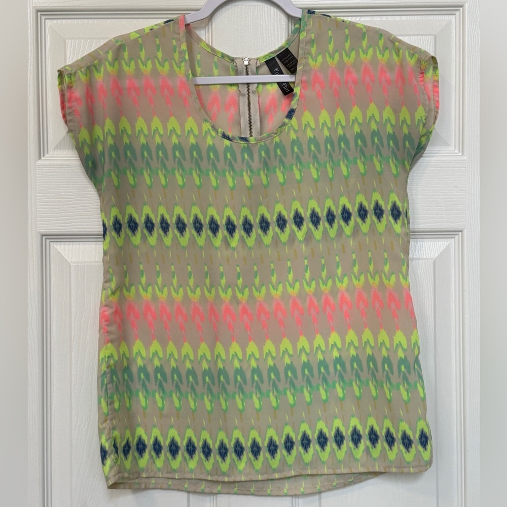Fun & Flirt Colorful Patterned Women's Top - S
